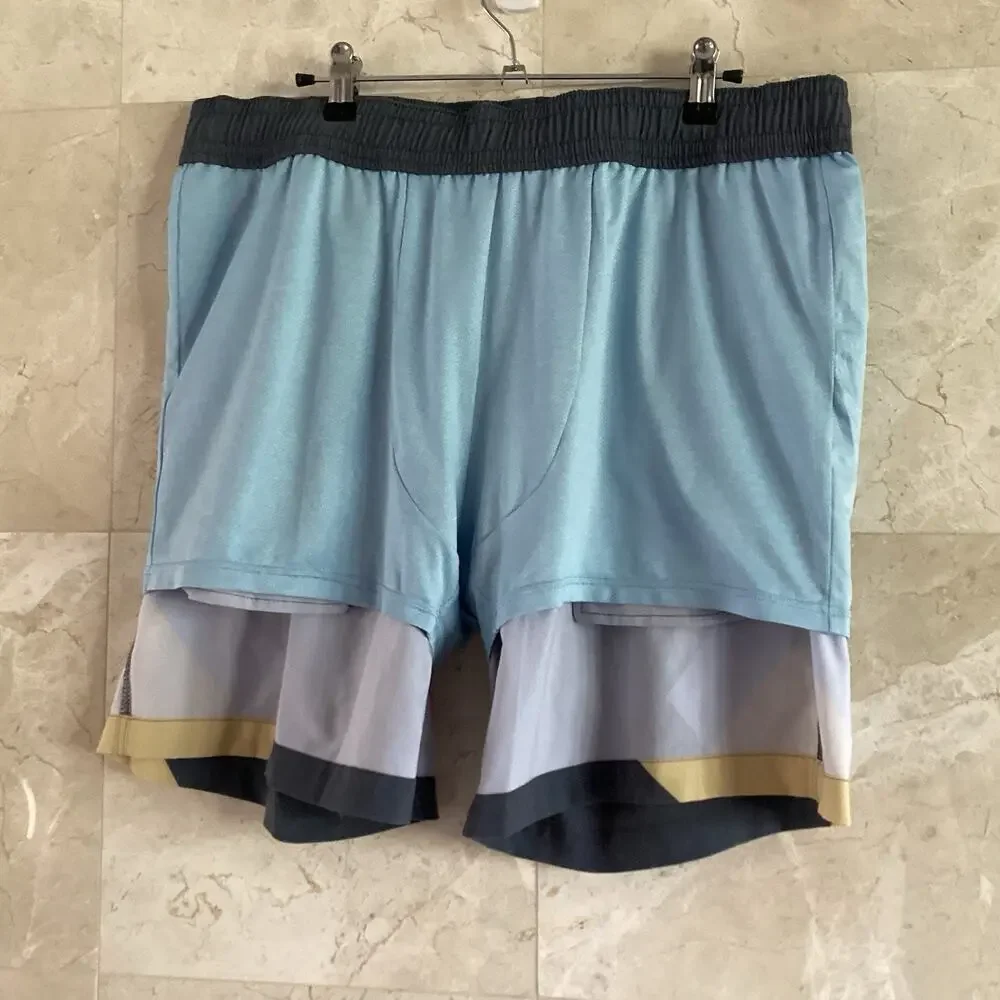 Fair Harbor Men's Shorts XXL Blue Swim Trunks Bayberry Drawstring Built In Liner
